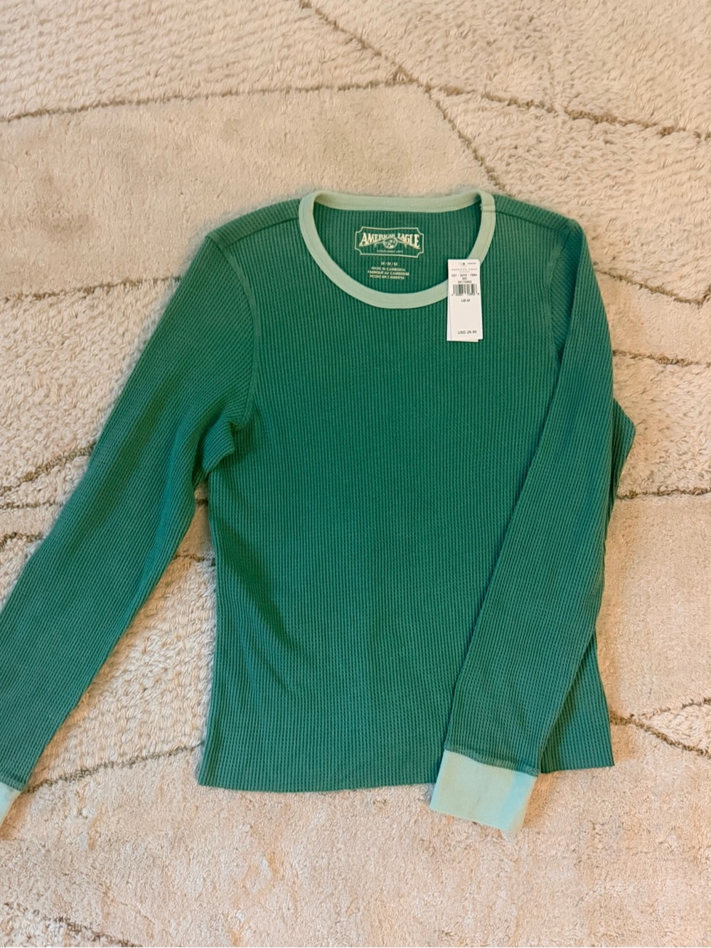 American Eagle Outfitters Green Long-Sleeve Top